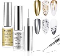 Metallic Paint Gel ¿ Gel Paint Silver Gold 2 Colours Semi Permanent Chrome Nail Polish 3d Mirror Effect