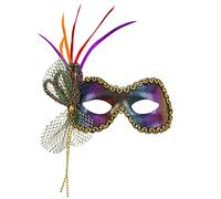 Metallic Rainbow Fidelio Eyemask with GEM, Beads, Multicolor Feathers & Decorations -