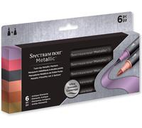 Metallic Shimmering Finish With Vivid Colour Dual-Tipped Markers - Featuring A Brush And Bullet Nib - Perfect For Black/Dark Surfaces - Pack Of 6 - Antique Elements
