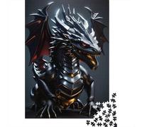 Metallic Silver Dragon Puzzle Adulte De 1000 Pièces, 52x38cm/1000pcs, Défi À Relever Seul Ou À Plusieurs; Pièces Blanches pour Un Tri Pratique