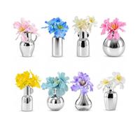 Metallic Vase Fridge Magnets Set of 8 for Kitchen Cabinets | Premium resin metallic magnets designed for kitchen whiteboards and office decoration Argent