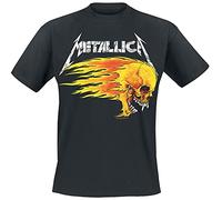 Metallica Flaming Skull Tour Tee Homme T-Shirt Manches Courtes Noir