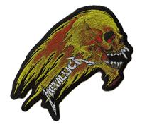 Metallica Flaming Tête de Mort Patch Feu Rock Métal Bande Tissé à Repasser