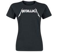 Metallica Logo Texturé Femme T-Shirt Manches Courtes Noir 100% Coton Regular/Coupe Standard