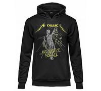 Metallica Sweat officiel And Justice for all. Sweat à capuche unisexe en coton. Coupe régulière pour adulte et garçon, Noir , XS