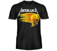 Metallica T-shirt Pushead Flaming Skull T-shirt Rock officiel Band Heavy Metal Maillot unisexe adulte garçon, Flaming Skull, XS