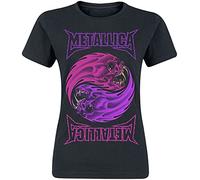 Metallica Yin Yang Femme T-Shirt Manches Courtes Noir S 100% Coton Regular/Coupe Standard