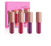 Métallique Briller Rouge à Lèvres, 4pcs Couleurs Glitter Lip Kit,Gloss à Lèvres Pailleté à Haute Brillance,Longue Durée, Résistant à l'eau, Non Collant, Peut être offert Comme Cadeau de Noël à un ami
