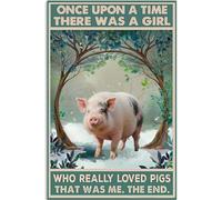 Métallique Panneau Il était une fois le cochon,Métal Mur Signe,Bar,Jardin,Metal Tin Signs,Café M