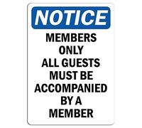 Métallique Panneau, Rétro Affiche Étain, Avis Réservé Aux Membres. Tous Les Invités Doivent Être Accompagnés., Plaque Métal Pour Hôtels Chambre Bar, 20X30Cm