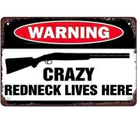 Métallique Panneau, Rétro Plaque Métal Signe, Attention, Un Redneck Fou Vit Ici, Métal Mur Affiche Pour Collection Jardin Parc, 20X30Cm