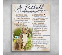 Métallique Panneau Une maison Pitbull vous oblige à ne plus jamais faire pipi seul,Signe de Métal,Collection,Décoration Murale,Métal Mur Affiche,Jardin M