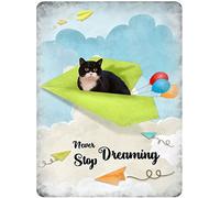 Métallique Poster, Ne cesse jamais de rêver, Cat Black, Poster en Métal Mural Plaque, Signe de Métal pour Décoration Murale Parc Collection M