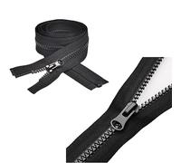Métalliques Nylon Fermeture eclair 2 articles zippers pour l'artisanat de couture Manteau vêtement pantalonpour réparation de remplacement Noir(40CM)