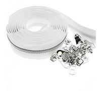 Métalliques Nylon Fermeture Éclair 9 Metres - Blanc et Argent - Comprenant 25 Curseurs - pour Couture Artisanat,Vêtements,Fait Main SHUNLI
