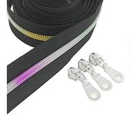 Métalliques Nylon Fermeture Éclair 9 Metres - Noir et Coloré - Comprenant 25 Curseurs - pour Couture Artisanat,Vêtements,Fait Main SHUNLI