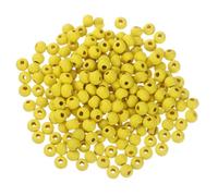 METALLIXITY 200 Pièces Perles en Bois Colorées 6mm 0,24" Jaune | Perles Rondes en Bois, pour la Décoration de Fête à la Maison