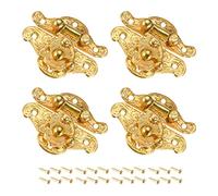 METALLIXITY Basculer Attraper Verrouilleront (37mm x 28mm) 4Pcs, Zinc Alliage Moraillon Loquets - pour Armoires Boîtes Valises, Doré
