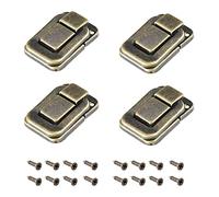 METALLIXITY Basculer Attraper Verrouilleront (48mm x 32mm) 4Pcs, Fer Moraillon Loquets - pour Armoires Boîtes Valises, Bronzé