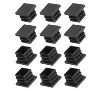 METALLIXITY Bouchon d'extrémité Tube carré (19 x 19mm) 12Pcs, Bouchons Plastique Inserts Bouchons d'extrémité Couvre-Capuchon fileté Bouchons Protection - pour Meuble, Noir