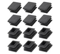 METALLIXITY Bouchon d'extrémité Tube carré (20 x 20mm) 12Pcs, Bouchons Plastique Inserts Bouchons d'extrémité Couvre-Tube Bouchon fileté Bouchon Protection - pour Meubles, Noir