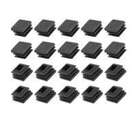 METALLIXITY Bouchon d'extrémité Tube carré (20 x 20mm) 25Pcs, Bouchons Plastique Inserts Bouchons d'extrémité Couvre-Tube Bouchon fileté Bouchon Protection - pour Meuble, Noir