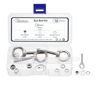 METALLIXITY Lot de 3 boulons à œillet avec rondelles à ressort, rondelles plates et écrous de verrouillage (M6 x 40 mm) en acier inoxydable 304 pour levage de charge, argenté