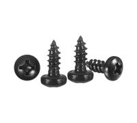 METALLIXITY Phillips Pan Head Self Tapping Screws(#4x1/4") 100Pcs, 304 Acier Inoxydable Vis Auto-Taraudeuse Pour Metal Bois Plastique, Pour Cabinet Mur Volet Plaque Roc Meuble, Noir
