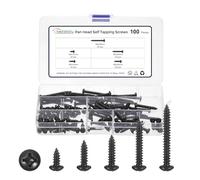 METALLIXITY Phillips Vis Auto-Taraudeuses À Tête Bombée (M5x12,M5x16,M5x20,M5x30,M5x40) 100Pcs, Kit Assortiment Vis Auto-Foreuses Acier Carbone Pour Métal Bois Plastique, Pour Cabinet, Noir