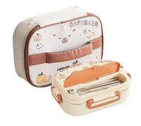 MetallunchBox Boîte à déjeuner métallique compacte avec 3 compartiments 23 x 17 x 7,5 cm