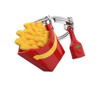 METALMORPHOSE - Porte-clés Cornet de Frites et Ketchup, Porte clés Fun, Fastfood - Cadeau Original Homme et Femme