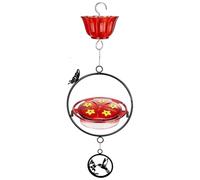 Metals Hummingbird Feeder, Metal Animal Bird Feeder Round Tray, 6.3x6.3x8.66 inches, Heavy Duty Construction, Ideal for Outdoor Birding on Fence, Lawn, Deck, Balcony, Backyard
