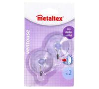 Metaltex 2 Crochets Ventouse transp. 4,5cm Crochet métal gainé