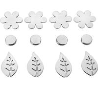 Metaltex 254518010 Aimants pour nappe Feuille ou Fleur, set de 4 motifs assortis, argenté