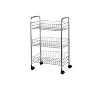 Metaltex 340103039 Chariot multi-usages Lugano avec 3 étages, argent (1 pièce)