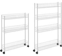 METALTEX 341434014 Fino Chariot multi-usages, 4 unités 60x16x95 cm plastifié / Étagère roulante extra étroite