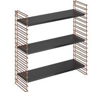 METALTEX 377608341 Bibliothèque TOMADO avec 3 étagères noires et grilles latérales en cuivre / Étagère suspendue / Système d'étagères TOMADO