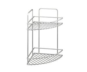 Metaltex 404213 Etagère de Coin pour Douche avec 2 Étages Argent 28 x 28 x 18 cm