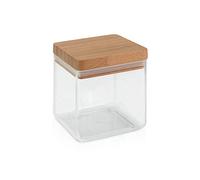 Metaltex Aroma Line 0,9 Litre carré en acrylique avec couvercle en bambou résistant