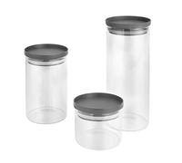Metaltex Aroma Line - Lot de 3 bocaux de conservation - 450/1000/1500 ml, robustes, empilables