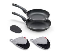 Metaltex EASY+ Lot de 2 Poêles Aluminium Pressé 20 + 24 cm + Accessoires Full Induction valable pour tous types de cuisines.