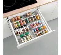 Metaltex Étagère à épices extensible à 4 niveaux X-Pand 2 pcs, étagère à épices à tiroir, organisateur d'étagère à épices, organisateur d'herbes à tiroir, argenté Argent G