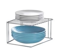Metaltex Plate Kitchen Cupboard Organiser, Space Saver Corner Sink Dish Drying Rack with Polytherm Coating-Metallic, Silver, 25 x 25 x 15 cm