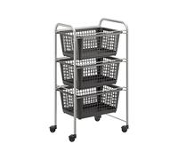 Metaltex San Diego 80 ANIV - Chariot de Rangement avec 3 paniers Amovibles, Couleur Argent, Dimensions : 68 x 30 x 38 cm