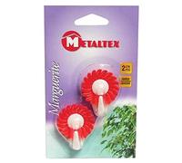 Metaltex – Crochet adhésif Marguerite – Pratique et décoratif – Lot de 2 rouge et blanc
