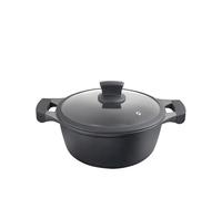 Metaltex XPERT - Casserole Haute en Aluminium Fondu 20 cm avec Couvercle de Verre Trempé