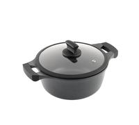 Metaltex XPERT - Casserole Haute en Aluminium Fondu 24 cm avec Couvercle de Verre Trempé