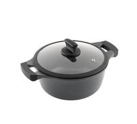 Metaltex XPERT - Casserole Haute en Aluminium Fondu 26 cm avec Couvercle de Verre Trempé