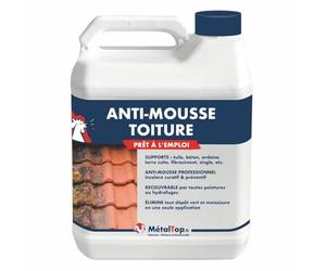 Metaltop Antimousse Toiture - 1 L Prêt à l'emploi performant, pour toit ardoise, fibres ciment, tuiles, bac acier