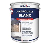 Metaltop - Antirouille Blanc - Blanc pur - RAL 9010-5 L - Sous-couche antirouille haute performance pour métal